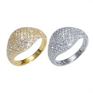Bague géométrique en laiton et zircon, plaquée or et argent, pour mariage, bague de pinky, cadeau unisexe, bijoux - Product Image 4