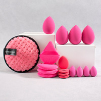 Lot de 17/20 pièces en gros : Bandeau professionnel pour femmes avec logo cosmétique, éponge de maquillage pour fond de teint et beauté, et houppette de maquillage