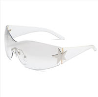 Lunettes de soleil Y2K enveloppantes pour hommes et femmes, lunettes de luxe avec diamants, protection UV400, sans monture, étoile à cinq branches, lunettes de soleil PC unisexes
