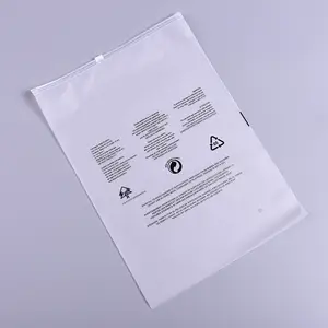 Avvisi stampati sacchetto di plastica con cerniera trasparente in PE per abbigliamento, sacchetti di imballaggio per indumenti in plastica con chiusura lampo