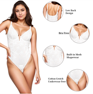 Nouveau femmes Sexy dentelle dos nu acier anneau soutien entrejambe crochet fermeture taille Cincher ventre contrôle body Shapewear fait Nylon - Product Image 4