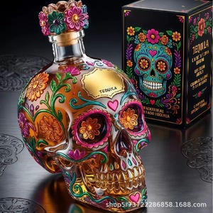 Botella de Whisky de Vidrio de Borosilicato con Forma de Calavera, Estilo Nuevo, Conmemorativa del 40 Aniversario de Van Halen, Venta al por Mayor Directa de Fabricante - Product Image 1