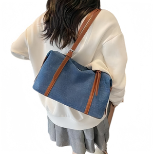 Borsa Casual da Donna <span class=keywords><strong>AIL</strong></span> Personalizzata dal Designer, Moda Estiva con Chiusura <span class=keywords><strong>a</strong></span> Cerniera, Grande Capacità, Borsa <span class=keywords><strong>a</strong></span> Spalla e Sottobraccio in Denim - Product Image 3