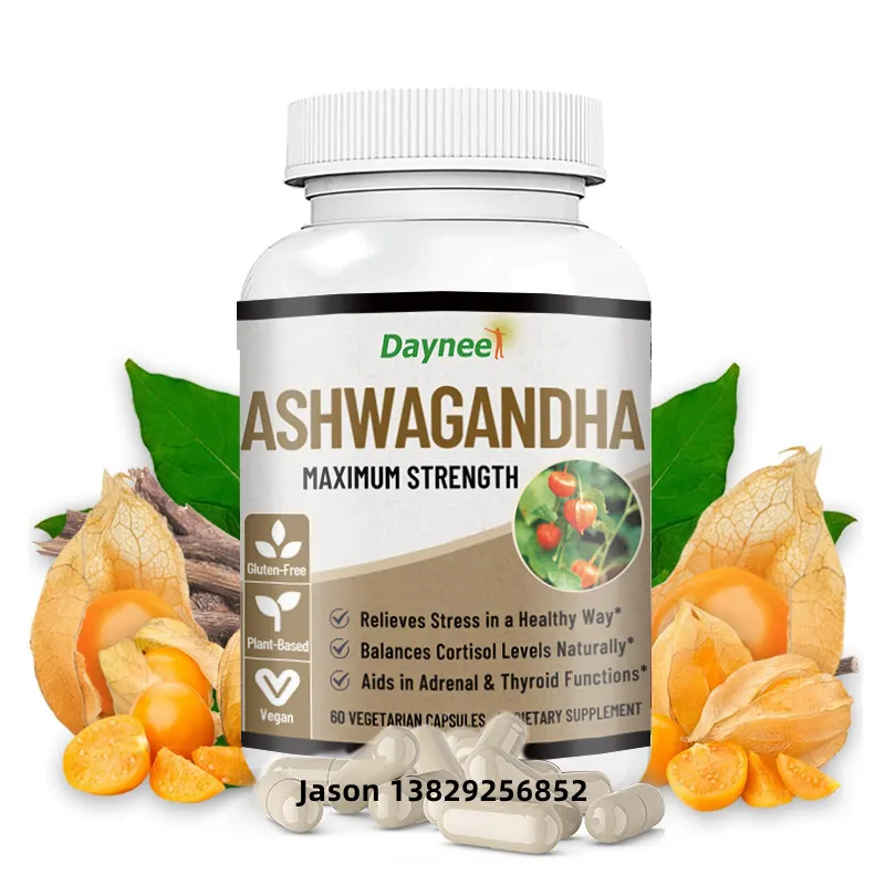 OEM Hữu Cơ Ashwagandha Viên nang bổ sung chiết xuất từ rễ bột Ashwagandha thuốc ngủ làm giảm căng thẳng miễn dịch tăng cường Gummy