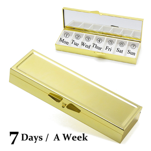 Organisateur de pilules à 7 compartiments, boîte de rangement pour médicaments et capsules, boîte à pilules hebdomadaire, DIY, en métal et plastique, étui à pilules pour 7 jours - Product Image 1