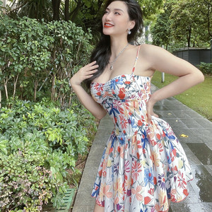 strapless open back dress Laurie Prairie DRESS-WHEAT Floral L main image 0