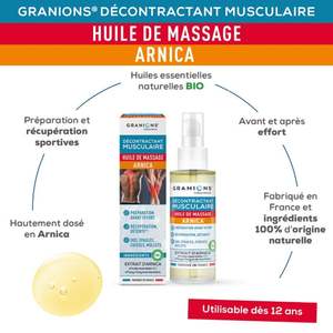 Aceite de Masaje de Árnica Granions Relajante Muscular - 100 ml, Fórmula 100% Natural para Aliviar el Dolor Muscular - Product Image 3