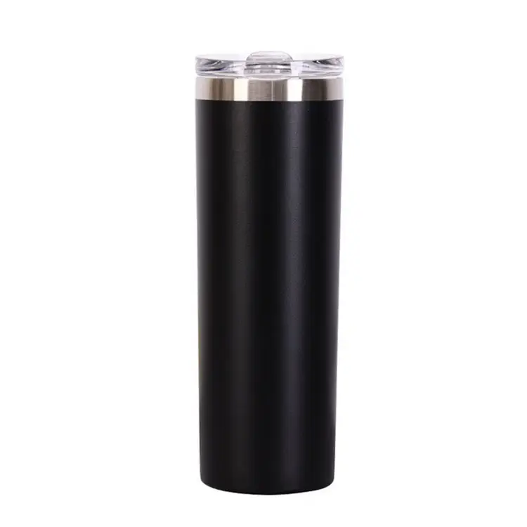 Skinny bottle 20oz 30oz stainless steel slim water tumbler straight shape with straw lid