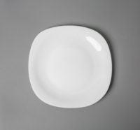 Assiettes plates en verre opale résistantes à la chaleur BLKP110, décor noir et blanc, en verre opale, ensembles d'assiettes carrées pour dîner