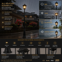 Farola LED Clásica de Aluminio de 1 Cabezal, Impermeable IP65, Estilo Vintage, para Proyectos de Iluminación de Parques Comunitarios y Paisajismo, Venta al por Mayor de Fábrica