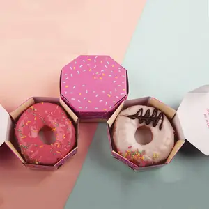 Hộp Giấy Bìa Cứng Mini Màu Trắng Màu Hồng In Logo Tùy Chỉnh Hộp Đóng Gói Bánh Donut Bánh Quy 4 6 12 Lỗ Có Cửa Sổ Trong Suốt