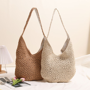 <span class=keywords><strong>Bolso</strong></span> de mano de <span class=keywords><strong>ganchillo</strong></span> hecho a mano bohemio para mujer, <span class=keywords><strong>bolso</strong></span> de playa de verano al por mayor con <span class=keywords><strong>asas</strong></span> dobles, cierre abierto, decoración Floral - Product Image 3