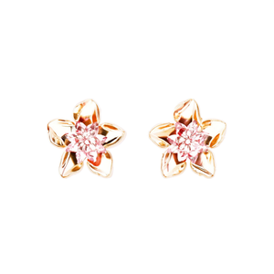 Fashion <b>Stud</b> <b>Earrings</b> 316L Stainless Steel PVD Gold Plating Pink <b>Crystal</b> Flower Design - Product Image 2