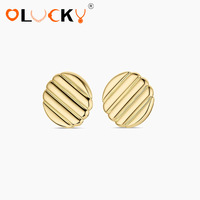 Boucles d'oreilles clous diagonaux sculpturales en acier inoxydable plaqué or 18 carats avec zircon cubique LUCKYJIU pour femmes, fabrication OEM ODM, vente en gros