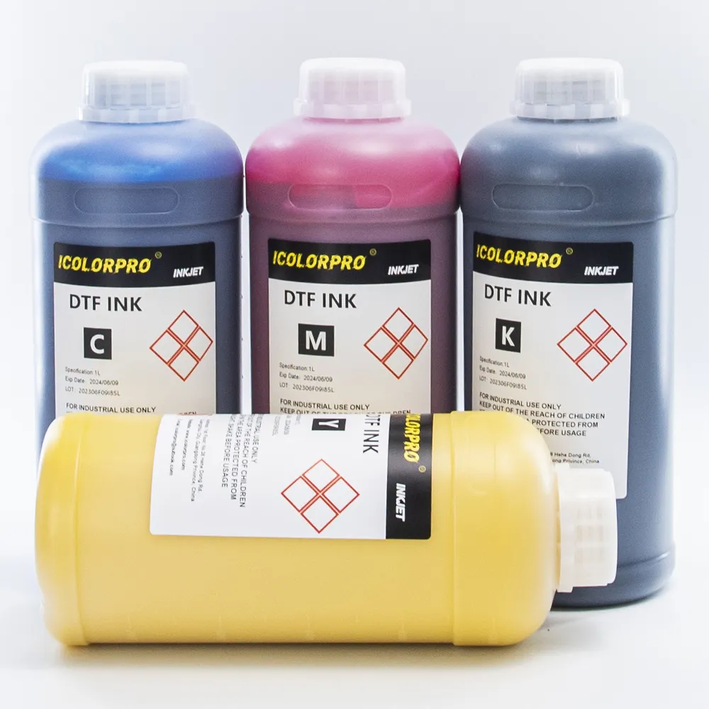 ICOlorPro produttore DTF Ink 1000ml CMYK White I3200 XP600 4720 DTF Printer Pigment Ink per Epson L1800 L1805 DX5