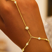 Bracelet chaîne de main en argent 925 avec étoile à huit branches et zircon artificiel pour femme, idéal pour le quotidien et les soirées