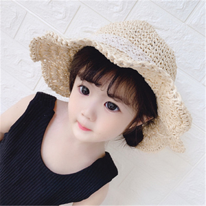 Sombrero de paja para niñas y bebés, cinta de paja, parasol de flores, sombrero de pescador, protector <span class=keywords><strong>solar</strong></span>, bonito - Product Image 2