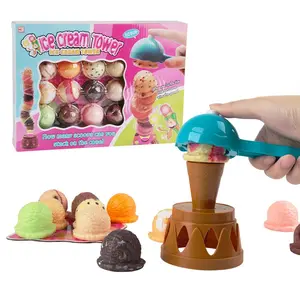Venda quente kit de jogo de casquinha de sorvete para crianças, torre de equilíbrio multijogador, brinquedo de casinha para crianças pré-escolares, brinquedo engraçado
