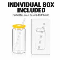 Verres en verre transparent de 16 oz, lot de 48 pièces, en stock aux États-Unis, livraison gratuite, prêt à expédier, vente en gros, verres à boire, bocaux vierges