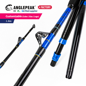 Canne à pêche à la traîne en fibre de verre 80-120lbs, robuste, pour gros gibier, avec guides à rouleaux, 1,8m (6ft), pour la pêche en mer, canne à la traîne pour thon - Product Image 3