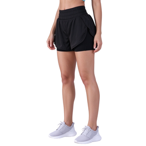Shorts de tennis amples taille haute 2-en-1 pour femmes, écologiques, séchage rapide, respirants, anti-plis, tissés, avec poche téléphone – Vente en gros - Product Image 5
