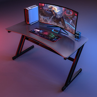 Precio al por mayor de alta calidad Cool RGB Light Gaming Desk Z Shaped Large Black Computer Desk Home Office Gaming Table para PC