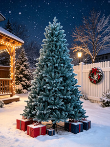 L'arbre de Noël en PVC imitation pin est équipé de lumières et possède une conception pliable. Il convient à une utilisation en intérieur et en extérieur. - Product Image 5