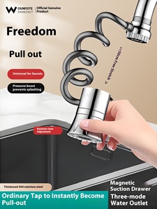 Rallonge de robinet de cuisine moderne à trou unique Rallonge télescopique pour évier Connecteur d'eau anti-éclaboussures Aérateurs universels - Product Image 6