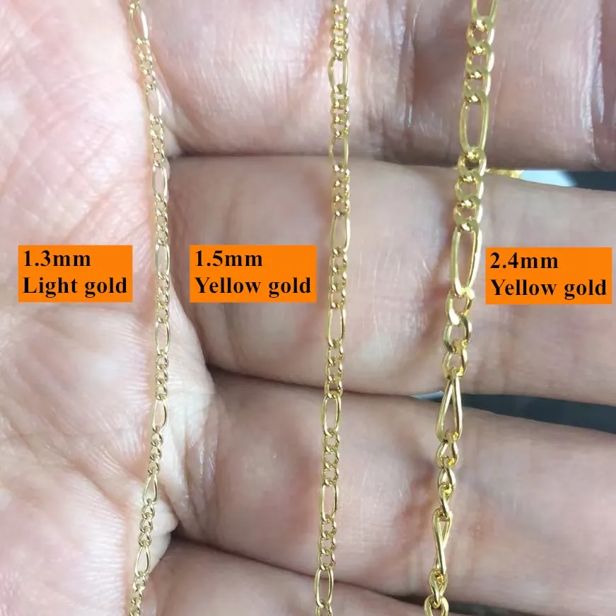 فيجارو ، سلسلة معبأ بالذهب ، للنساء, سلسلة معبأ بالذهب 3 + 1 ، 1.5 مللي متر ، 2.4 مللي متر ، لسوار ، صنع المجوهرات النسائية