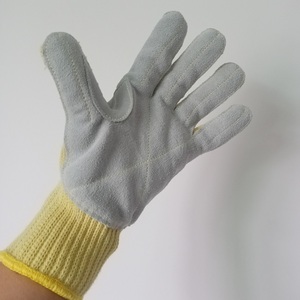 Gants en cuir aramide résistants aux hautes températures, résistance au coupure de niveau 5, résistance à l'usure, ambidextres, jaunes, pour usage en laboratoire - Product Image 1