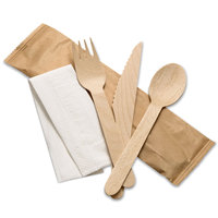 Ensemble de couverts en bois biodégradables populaires, couverts jetables en bois pour les voyages, les activités de plein air et la vie quotidienne