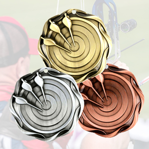 Médaille personnalisée de conception de <span class=keywords><strong>course</strong></span> Prix de fabricant en gros Escrime Tir Sport personnalisé Médailles vierges de tir à l'arc en métal doré - Product Image 3