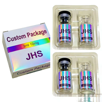 Emballage de peptides en argent mat avec logo de marque personnalisé, flacon réutilisable de 2 ml, 3 ml, 5 ml, 10 ml avec support intérieur, boîte pour flacon de peptides