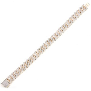 Premium 3.58 Ct Moissanite Round Brilliant Cut Diamond Luxury High Quality 10Kt Yellow Gold Cuban Link Bracelet Unisex - Product Image 3
