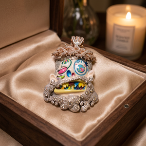 Pendentif en argent 925 avec diamants Moissanite, style Takashi Murakami, motif Jésus, Hip Hop, luxe, coloré, personnage d'anime, médaillon - Product Image 1