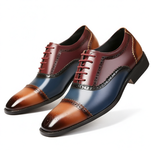 Baifa Danzo Men's Color Block Lace Up Oxford <b>Dress</b> Shoes Pointed Toe Formal Business <b>Wedding</b> Party Footwear Low MOQ OEM ODM DDP - Product Image 1