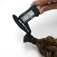 Extensions capillaires à pointe en K, ondulées bouclées, mèches à tisser, mélange de cheveux bruts, brun foncé, cheveux naturels, pour professionnels