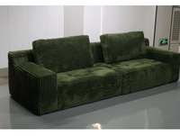 Canapé modulaire moderne vert côtelé compressé sous vide en mousse, mobilier de salon en gros pour appartement et hôtel
