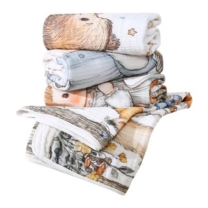Serviette <span class=keywords><strong>de</strong></span> Bain en <span class=keywords><strong>Gaze</strong></span> Six Couches 100% <span class=keywords><strong>Coton</strong></span>, Imprimée Numérique Motif Dessin Animé, Couverture d'Emmaillotage pour Bébés et Nouveau-nés - Product Image 5