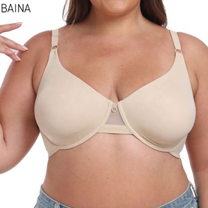 Áo ngực Cỡ lớn Cỡ lớn kiểu Âu mỹ ngoại cỡ áo ngực màu trơn đầy đủ cốc siêu mỏng băng lụa liền mạch mùa hè lớn - Product Image 1