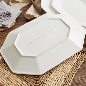 Piatto da Cena Ottagonale Moderno in Ceramica, Piatto di Servizio Bianco in Porcellana a Otto Lati, Pezzo Singolo <span class=keywords><strong>per</strong></span> Hotel, Ristoranti, Matrimoni, Feste - Product Image 4