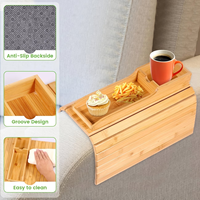 Plateau de canapé portable en bambou naturel de haute qualité pour accoudoir, support de tasse anti-chute pour boissons