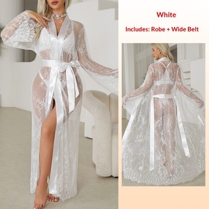 Mới Nữ Thoáng Khí Bộ Đồ Ngủ Ren Trắng Sheer Váy Ngủ Dây Thắt Lưng Co Giãn Gợi Cảm Thiết Kế Vintage Mùa Hè/Mùa Thu/Mùa Xuân - Product Image 2