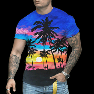Camiseta Hawaiana Casual de Manga Corta para Hombre, Personalizada con Estampado Tropical Floral, 180 Gramos, Tejido de Punto, 100% Poliéster, 2025 - Product Image 3