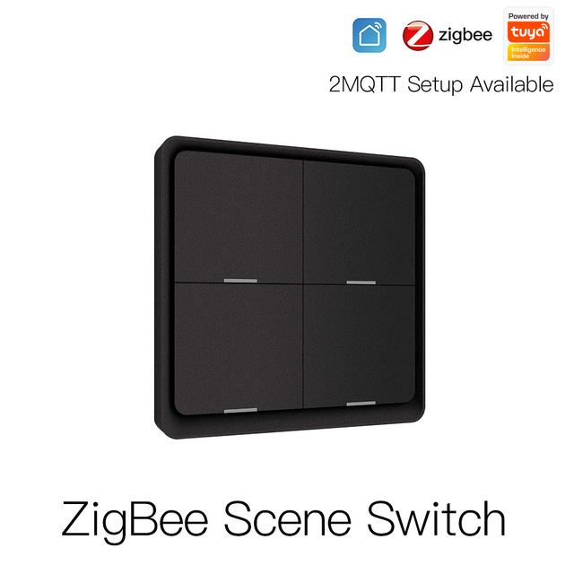 Tuya Smart Home Zigbee Scene Switch App-Controlled Timed Remote Control 4-Key Stick-on Spring-back Smart Switch ABS Material