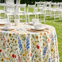 Nappe Ronde en Tissu Polyester Imprimé Floral de Haute Qualité pour Mariages et Fêtes en Extérieur, Taille Personnalisée, Faible MOQ, Vente en Gros