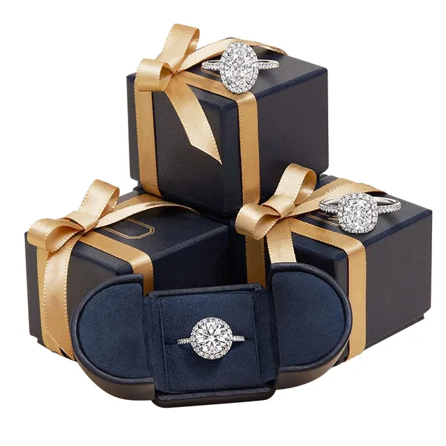 One Top Customization High-end Ring Box Leather Jewelry Rings Boxes Custom Gift Box