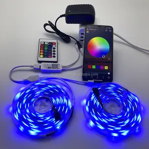 Kit de bande LED RVB 2835, lumière LED 12V à gradation flexible avec télécommande 24 touches et alimentation Luces LED pour la maison