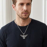 Nouveau Collier PVD en Acier Inoxydable 316 pour Homme, Pendentif Aigle à Double Tête Style Punk Vintage, Bijoux de Mode, Breloques en Gros pour DIY