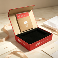 Boîte cadeau rigide rouge personnalisée, boîte d'emballage pliante mate de luxe pour accessoires de produits électroniques, emballage de cadeaux